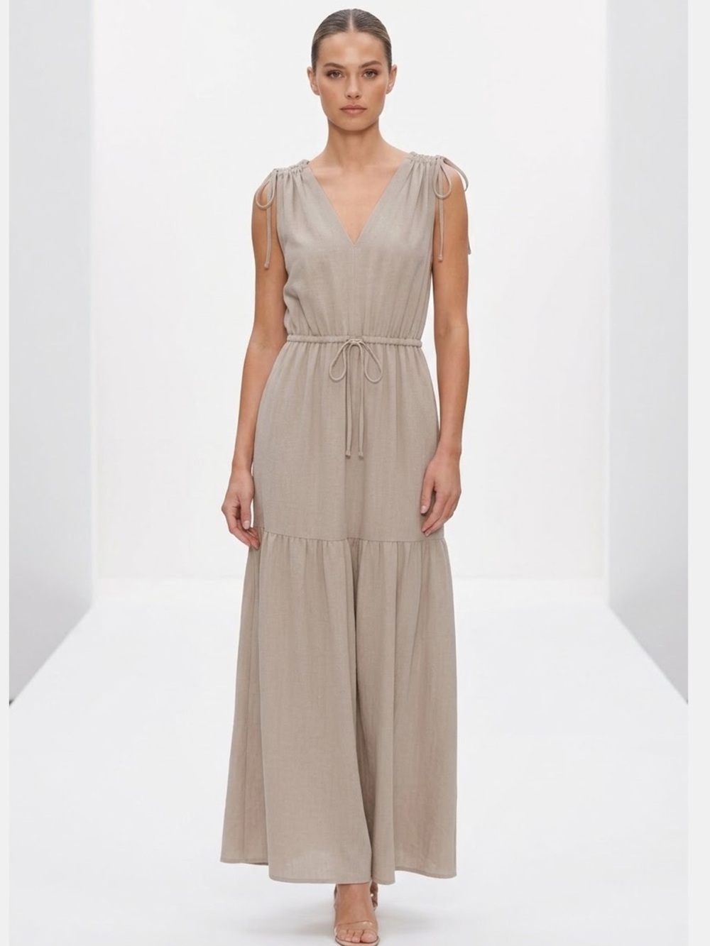 Calvin Klein NWT Sleeveless V-Neck Drawstring Maxi Dress